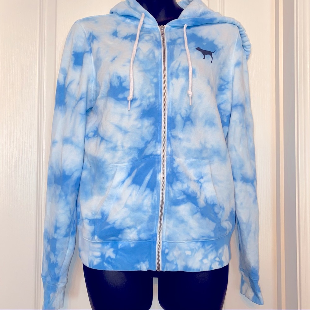 PINK blue and white Tie Dye Hoodie